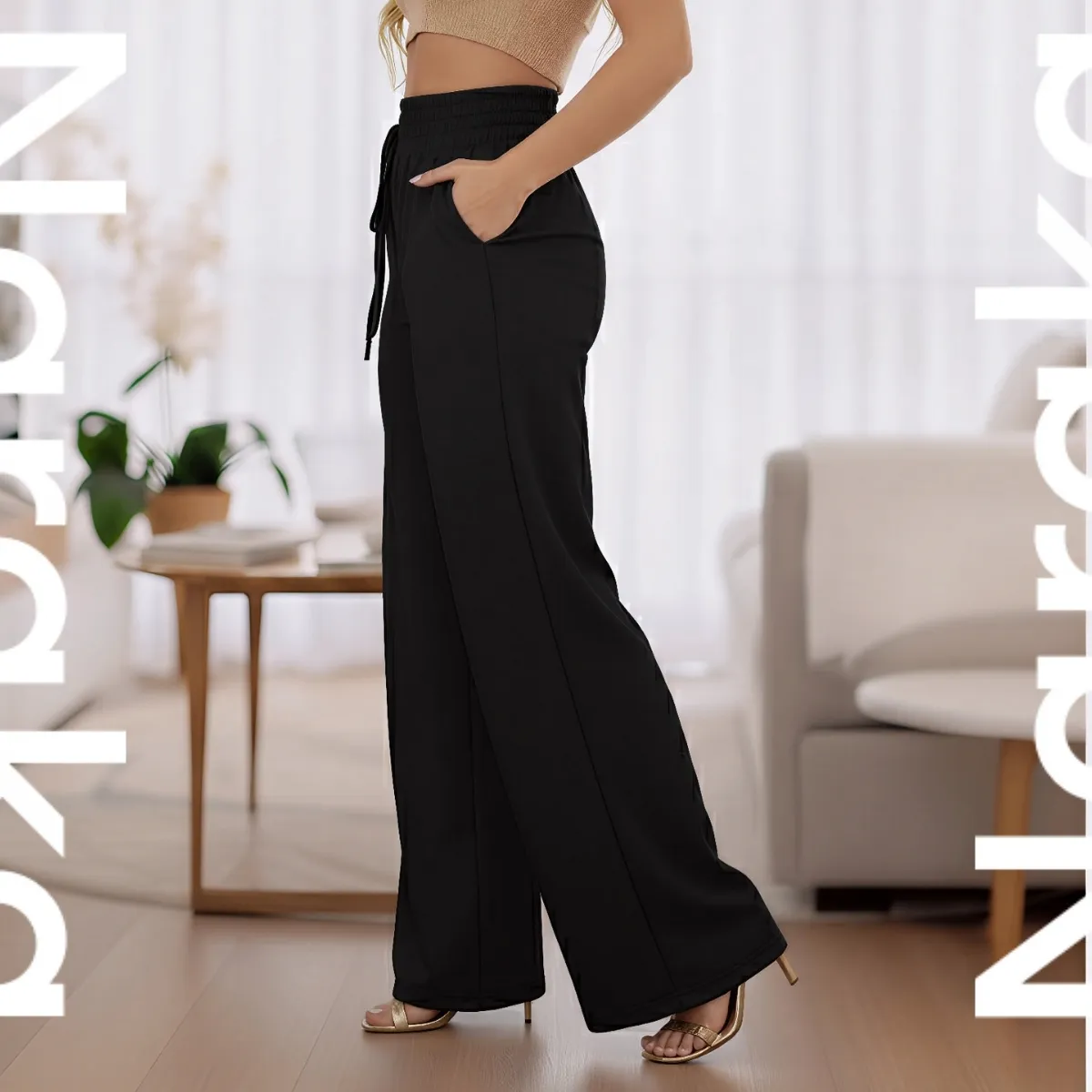 Calça Feminina Pantalona Duna Wide Leg Cintura Alta