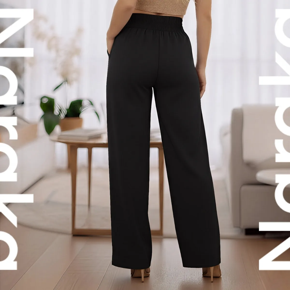 Calça Feminina Pantalona Duna Wide Leg Cintura Alta