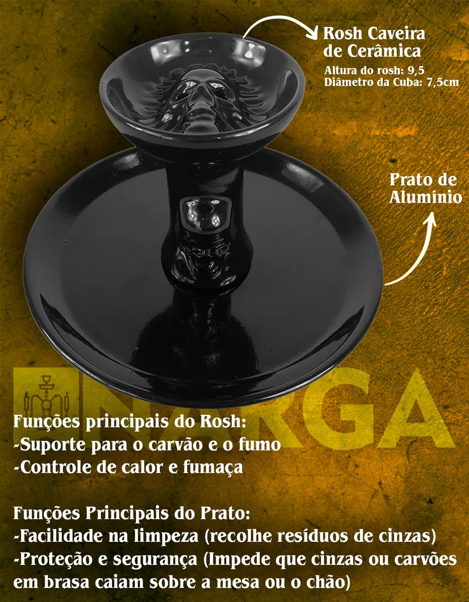 Kit Narguilé Black Hookah Mini Monster + Fogareiro +abafador